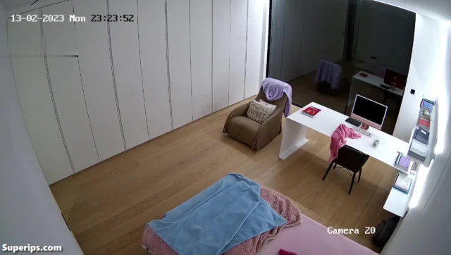 IPCAM – Young sporty girl gets dressed in her room IPCAM – Young sporty girl gets dressed in her room